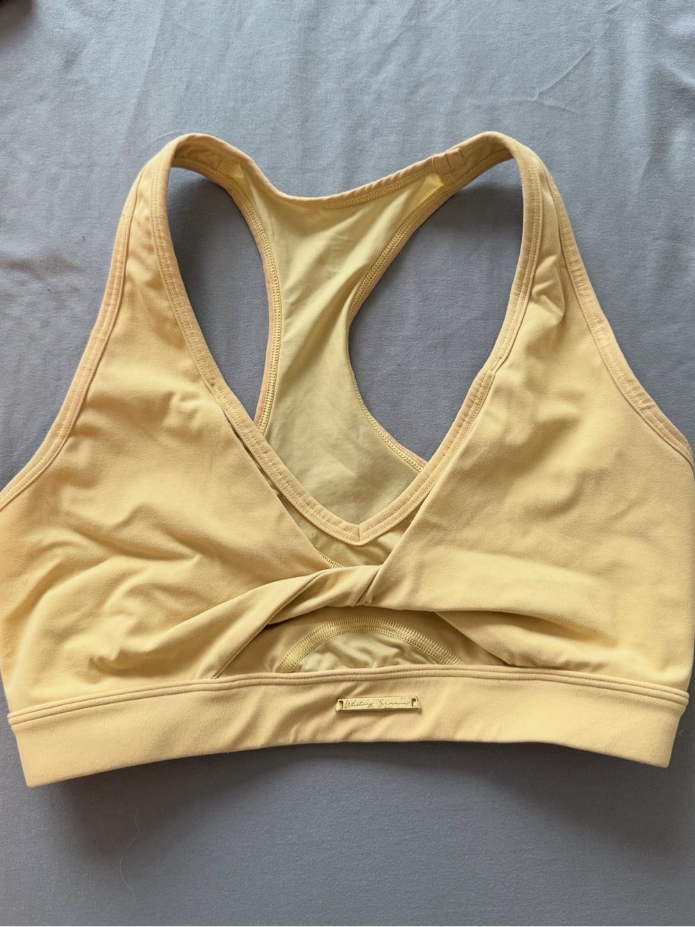 Gymshark Twist-Front Racerback Sports Bra in Pale Yellow